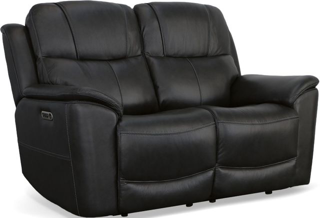 Flexsteel® Crew Raven Power Reclining Loveseat with Power Headrests and Lumbar-0
