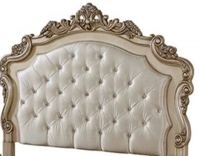 ACME Furniture Gorsedd Golden Ivory/White Eastern King Upholstered Panel Bed-3