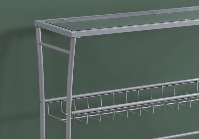 Monarch Specialties Inc. Silver Tempered Glass Top Hall Console Table -1