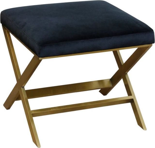 Harp & Finial® Ellis Black/Brushed Gold Ottoman-0