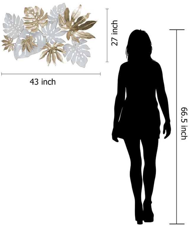 Classy Living Gold and White Tropical Leaves Wall Decor-2