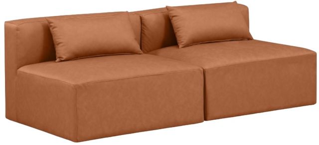 Meridian Furniture Cube 2-Piece Cognac Armless Modular Loveseat-0