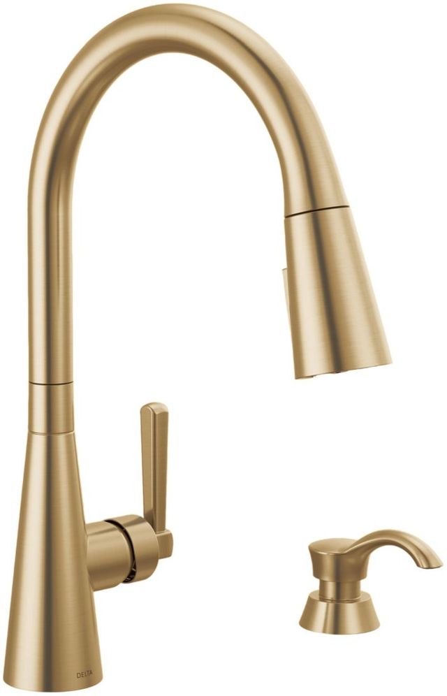 Delta Boyd™ Champagne Bronze Single Handle Kitchen Faucet with Soap Dispenser and ShieldSpray Technology -0