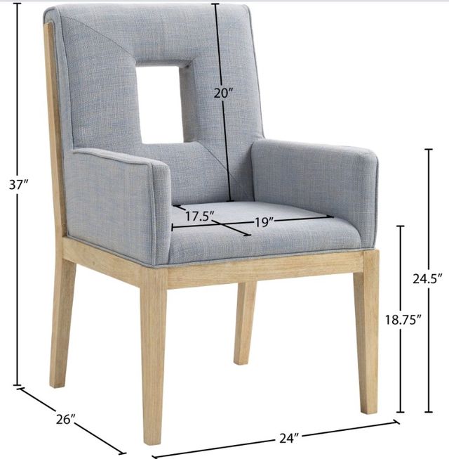 Meridian Furniture Gwendolyn Light Blue/Natural Linen Textured Upholstered Dining Chair-2