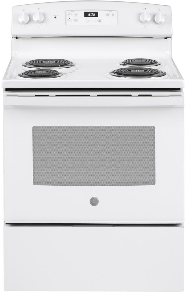 GE® 30" White Freestanding Electric Range