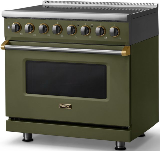 Viking® 5 Series 36" Martini Pro Style Induction Range with Brushed Brass Trim-2