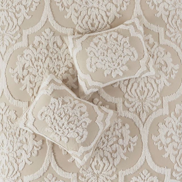 Olliix by Madison Park Viola 3 Piece taupe King/California King Tufted Cotton Chenille Damask Comforter Set-2