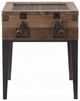 ACME Furniture Kolin Glass Top/Rustic Oak Accent Table with Matte Gray Base-3