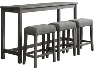 Elements International Oak Lawn 4-Piece Charcoal Grey Bar Table Set