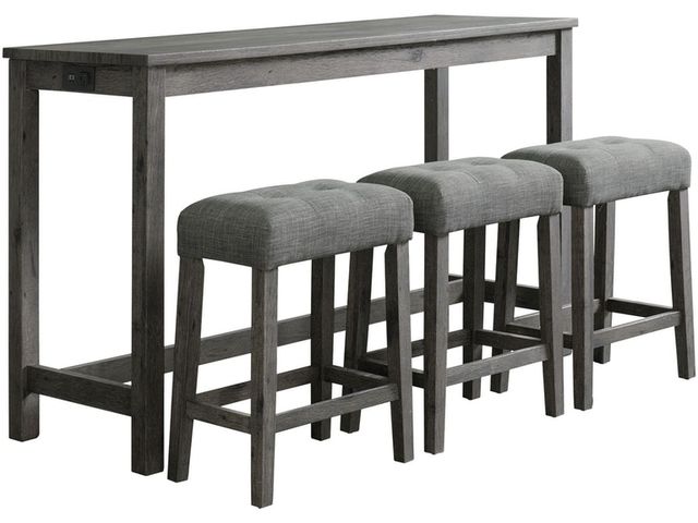 Elements International Oak Lawn 4-Piece Charcoal Gray/Gray Bar Table Set-0