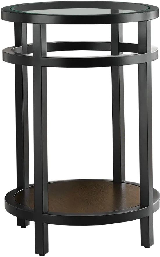 Hammary® Mackintosh Glass Top Round Accent Spot Table with Black Base-0