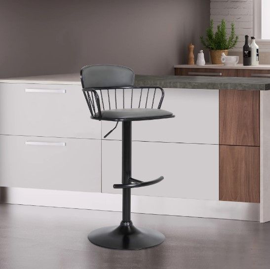 Armen Living Nash Black/Gray Adjustable Height Stool-1