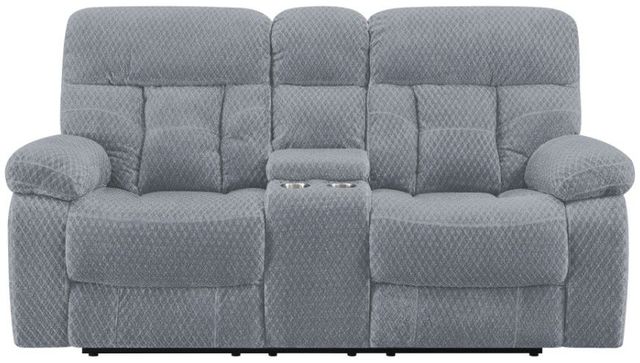 New Classic® Home Furnishings Bravo Stone Gray Dual Manual Reclining Console Loveseat-1
