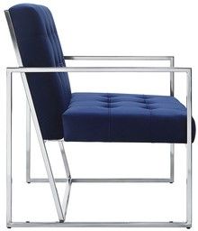 Mazin Furniture Delia Navy Blue/Chrome Accent Chair-1