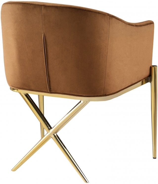 Meridian Furniture Xavier Saddle/Gold Velvet Dining Chair-3