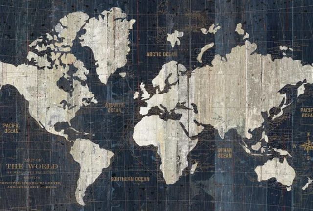 Stylecraft Old World Map Blue Wall Art-2