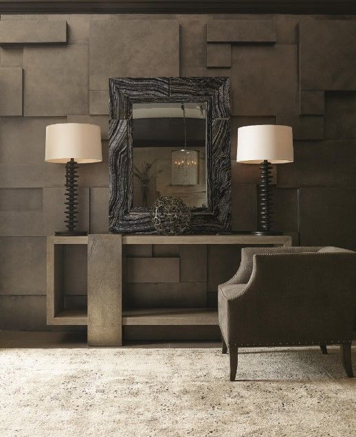Bernhardt Linea Cerused Greige/Textured Graphite Console Table-1