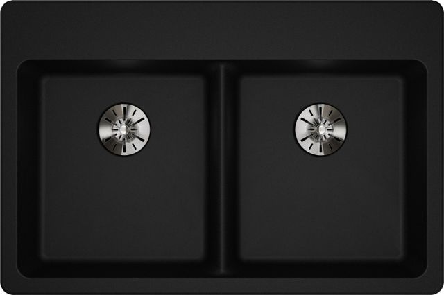Elkay Quartz Classic® Black 33" x 22" x 5-1/2" Double Bowl Drop-In ADA Sink with Perfect Drain®-1
