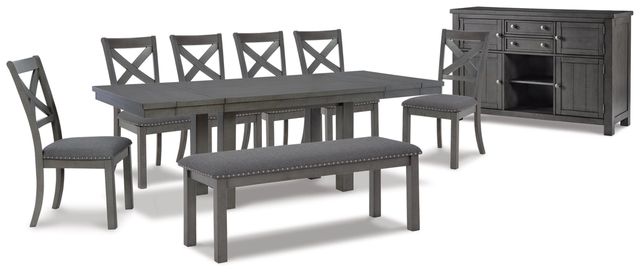 Signature Design by Ashley® Myshanna 9-Piece Gray Dining Room Set-0