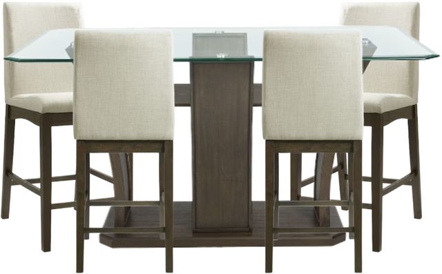 Elements International Dapper 5-Piece Cream/Walnut Counter Dining Set-0