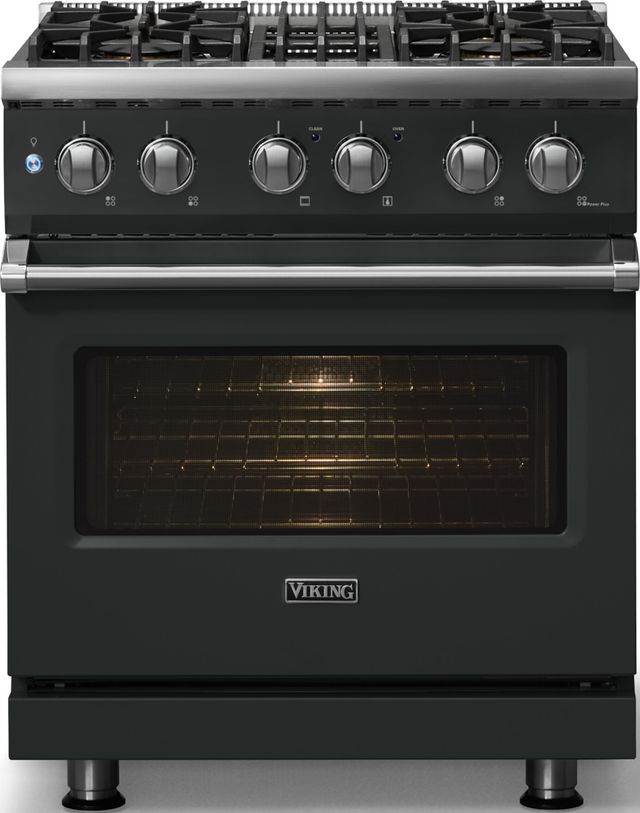 Viking® 5 Series 30" Antique Bronze Pro Style Dual Fuel (NG) Range with Polished Chrome Trim-2