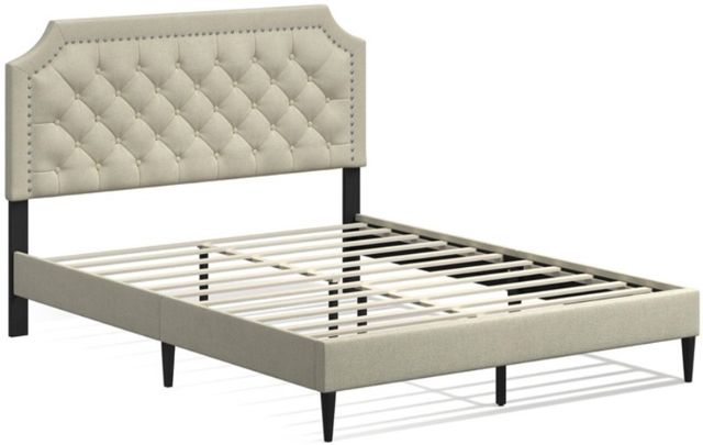 American Wholesale Furniture Hanfield Beige Queen Upholstered Bed-2