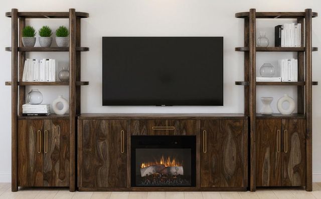International Furniture Direct Balam Dark Entertainment Center with Fireplace-0