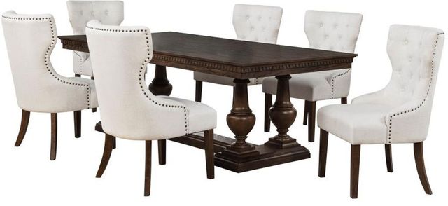 Coaster® Ridgewell 7-Piece Cream/Dark Oak Trestle Dining Set-0