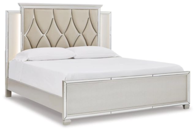 Signature Design by Ashley® Lindenfield 6-Piece Silver King Upholstered Panel Bed Set-1