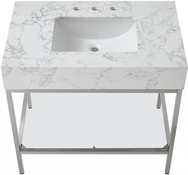 Meridian Furniture Marmo White/Brushed Chrome 36" Bathroom Vanity-3
