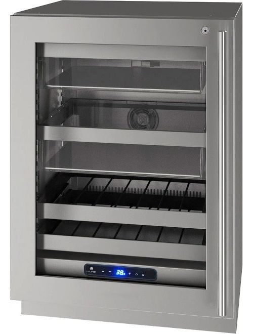 U-Line 5 Class Collection 24” 5.2 Cu. Ft. Stainless Steel Beverage Center with Left Hinge Glass Door-0