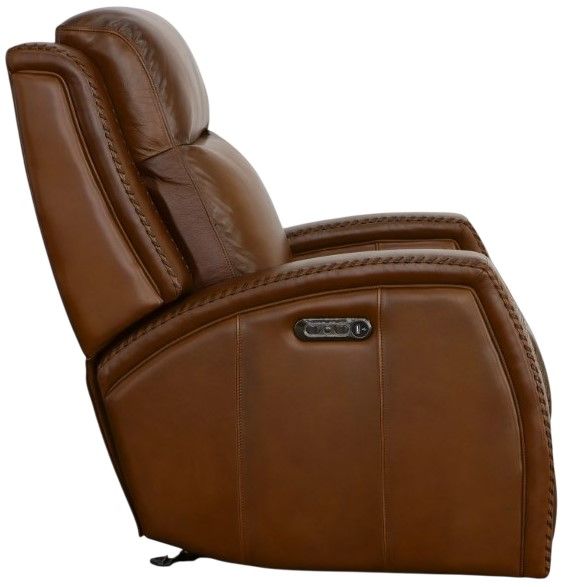 Flexsteel® Mustang Rust Leather Power Gliding Recliner with Power Headrest-4