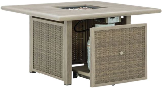 Signature Design by Ashley® Cliff Trails Beige Aluminum/Woven Outdoor Fire Pit Table-2