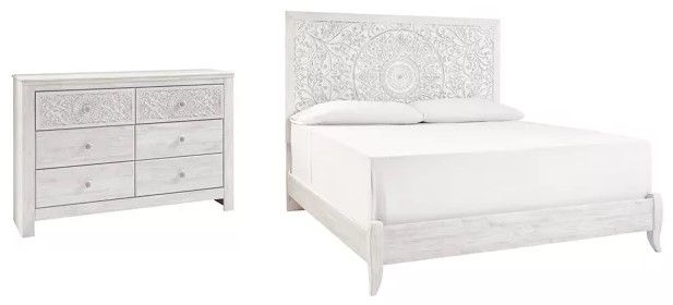 Signature Design by Ashley® Paxberry 2-Piece Whitewash King Panel Bed Set-0