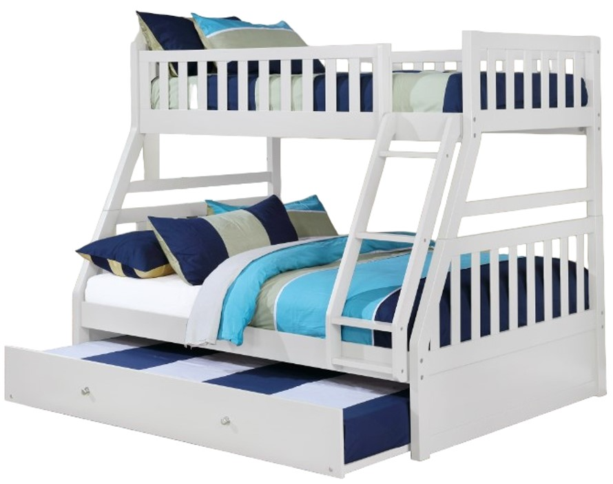 Lifestyle B803W White Twin/Full Bunk Bed with Trundle | Baetz