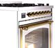 Ilve® Nostalgie II Noblesse 30" Stainless Steel Pro Style Dual Fuel Range with Brass Trim-4