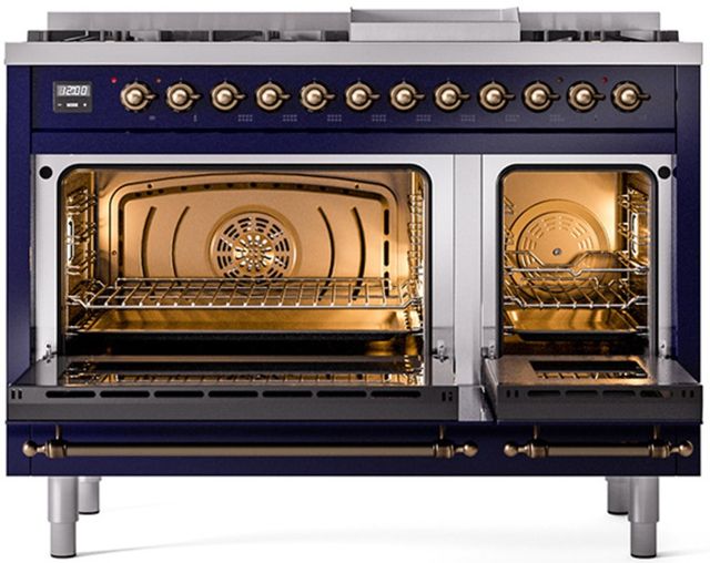 Ilve® Nostalgie II Series 48" Midnight Blue Pro Style Dual Fuel Range-1