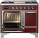 Ilve® Majestic III 40" Burgundy Pro Style Dual Fuel Natural Gas Range with Solid Door and Chrome Trim-2