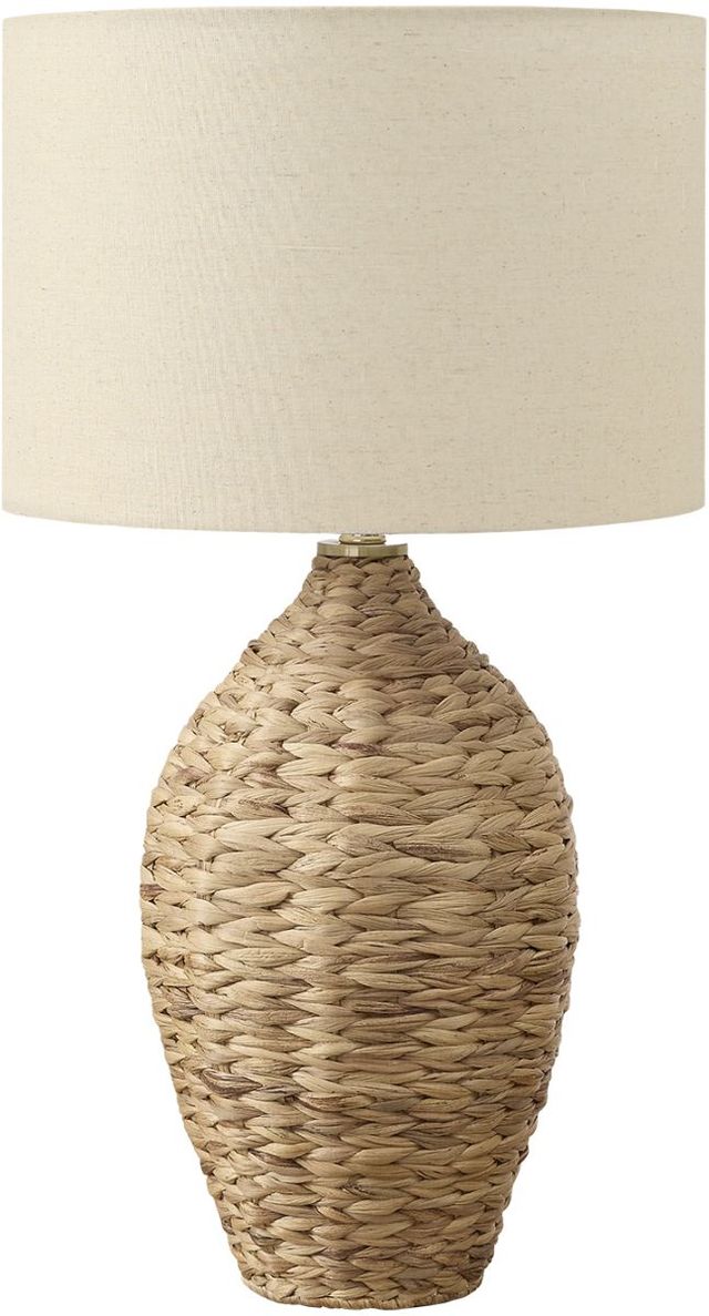 Monarch Specialties Inc. Natural Rattan Table Lamp with Beige Shade-0
