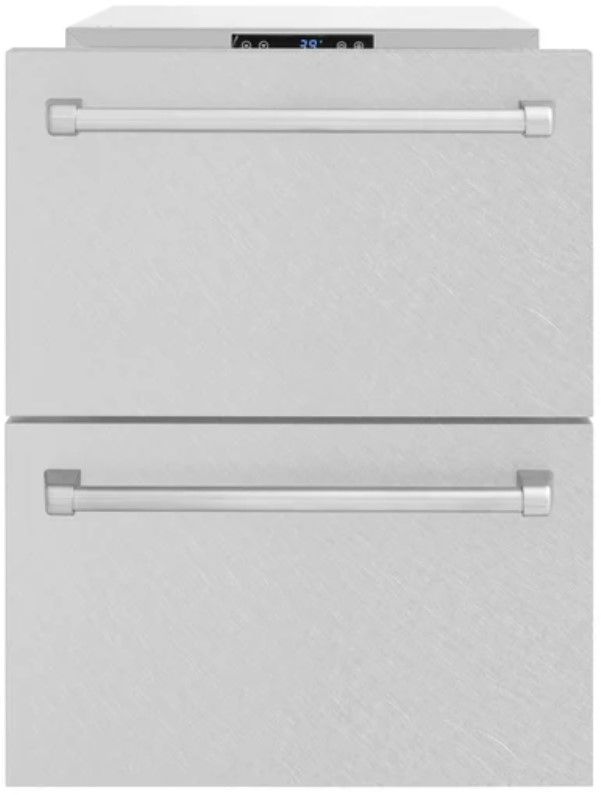 ZLINE 24" Touchstone 168 Can Outdoor-Rated Dual Refrigerator Drawer with Satin Stainless Steel Doors-1