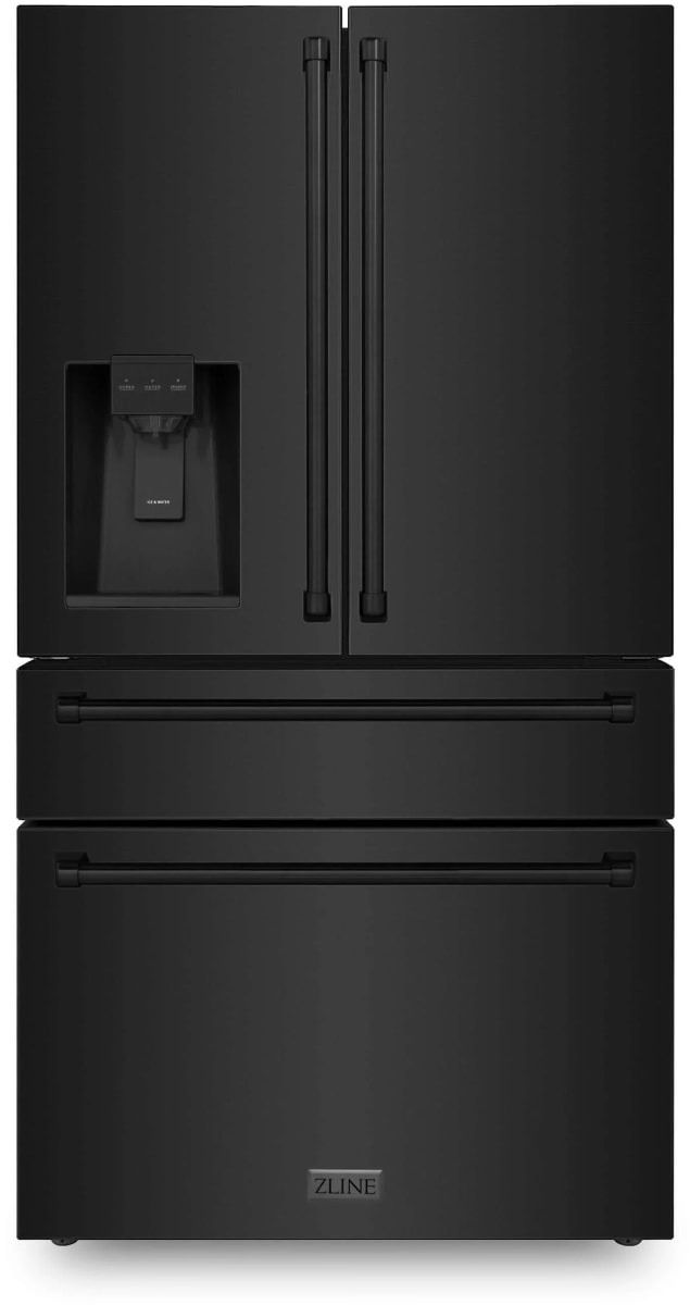 ZLINE 36" 21.6 Cu. Ft. Fingerprint Resistant Black Stainless Steel Counter Depth French Door Refrigerator with Water Dispenser, Ice Dispenser, and Extra Water Filter-0