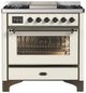 Ilve® Majestic III 36" Antique White Pro Style Dual Fuel Liquid Propane Range with 6 Black Brass Burners and Burnished Trim-0