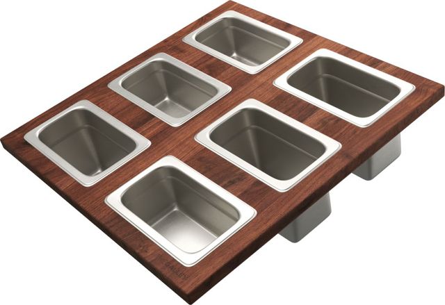 The Galley® American Black Walnut Dual Tier Condiment Serving Board-0