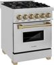 ZLINE Autograph Edition Legacy 24" Satin Stainless Steel Pro-Style Dual Fuel Range with Electric Convection Oven and Champagne Bronze Accents-1