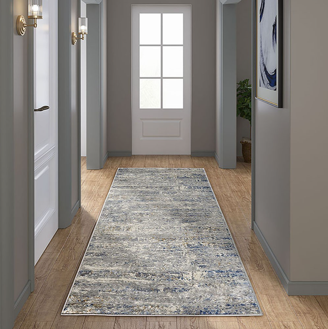 Olliix by Madison Park Haley Cream/Grey Runner Cozy Shag Abstract Area Rug-2
