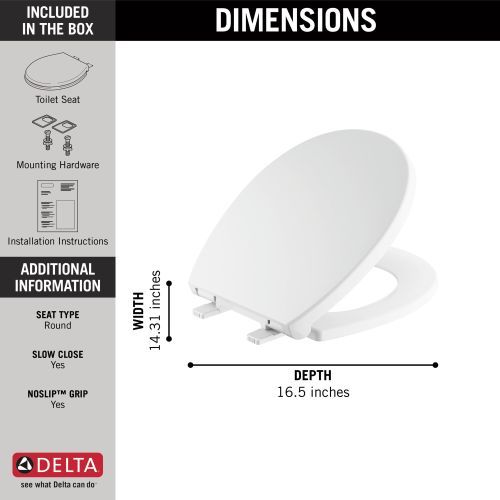 DELTA Morgan® White Round Front Slow-Close Toilet Seat-4