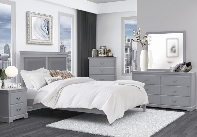 Homelegance® Seabright Gray California King Upholstered Panel Bed-3