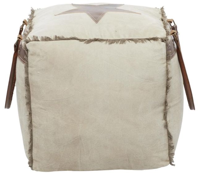 Deco Marche White Canvas Pouf Ottoman-2