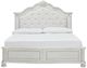 Benchcraft® Montelaine Antique White California King Upholstered Panel Bed-1