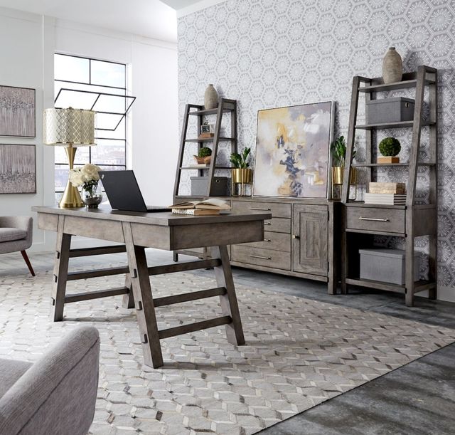 Liberty Furniture Modern Farmhouse 4-Piece Dusty Charcoal Complete Desk Set-1